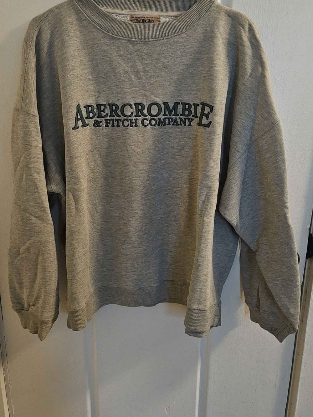 Abercrombie & Fitch Light Gray Crewneck with Dark Logo